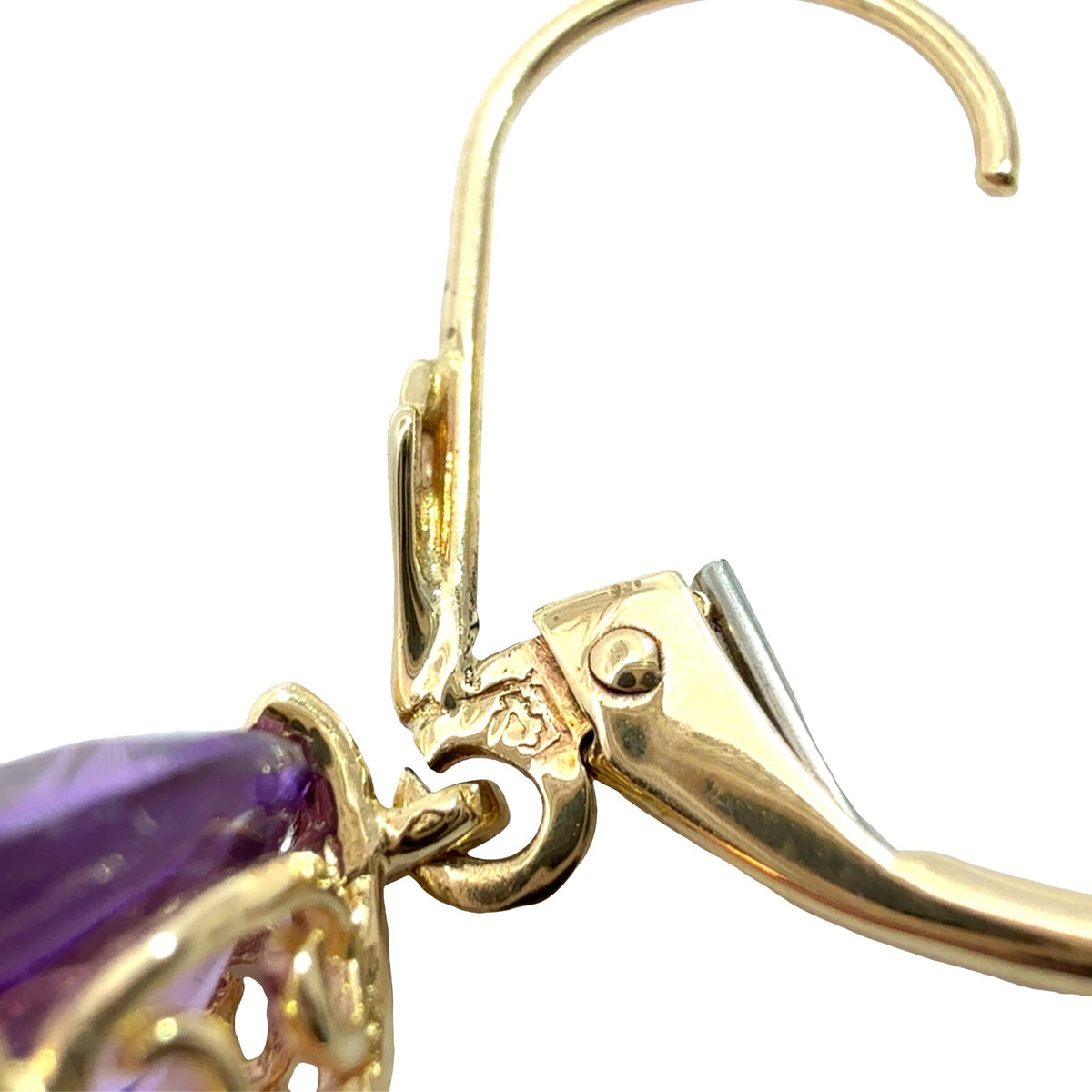 14k Yellow Gold 6.05cttw Oval Amethyst Lever-Back Drop Earrings7