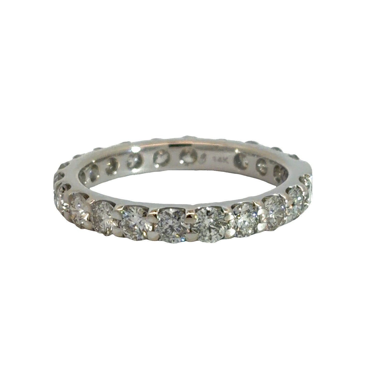 14K Stamped White Gold Diamond 2.00ctw Eternity Band Ring0