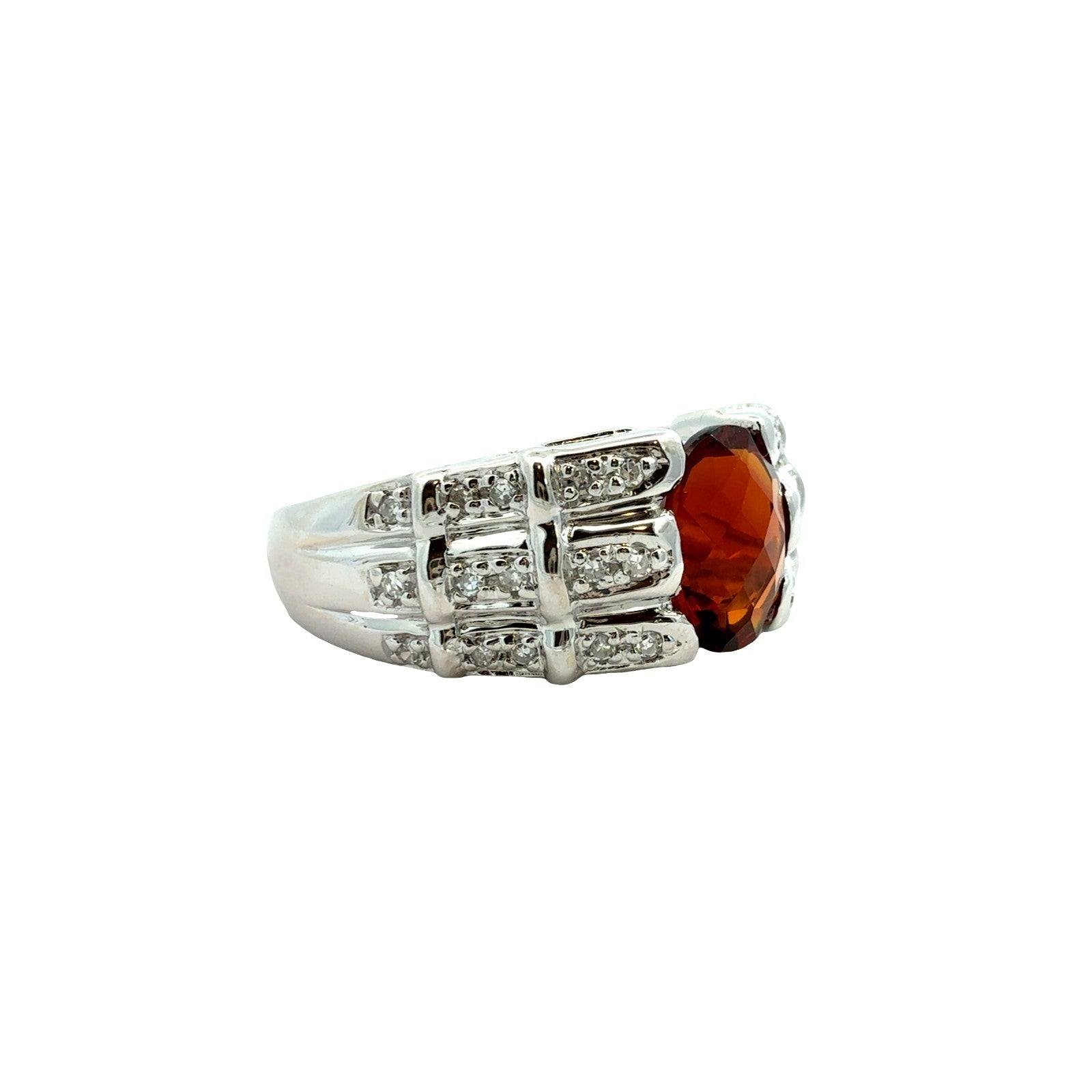 14k White Gold Oval 2.76tcw Garnet and 0.18cttw Diamond Cocktail Ring1