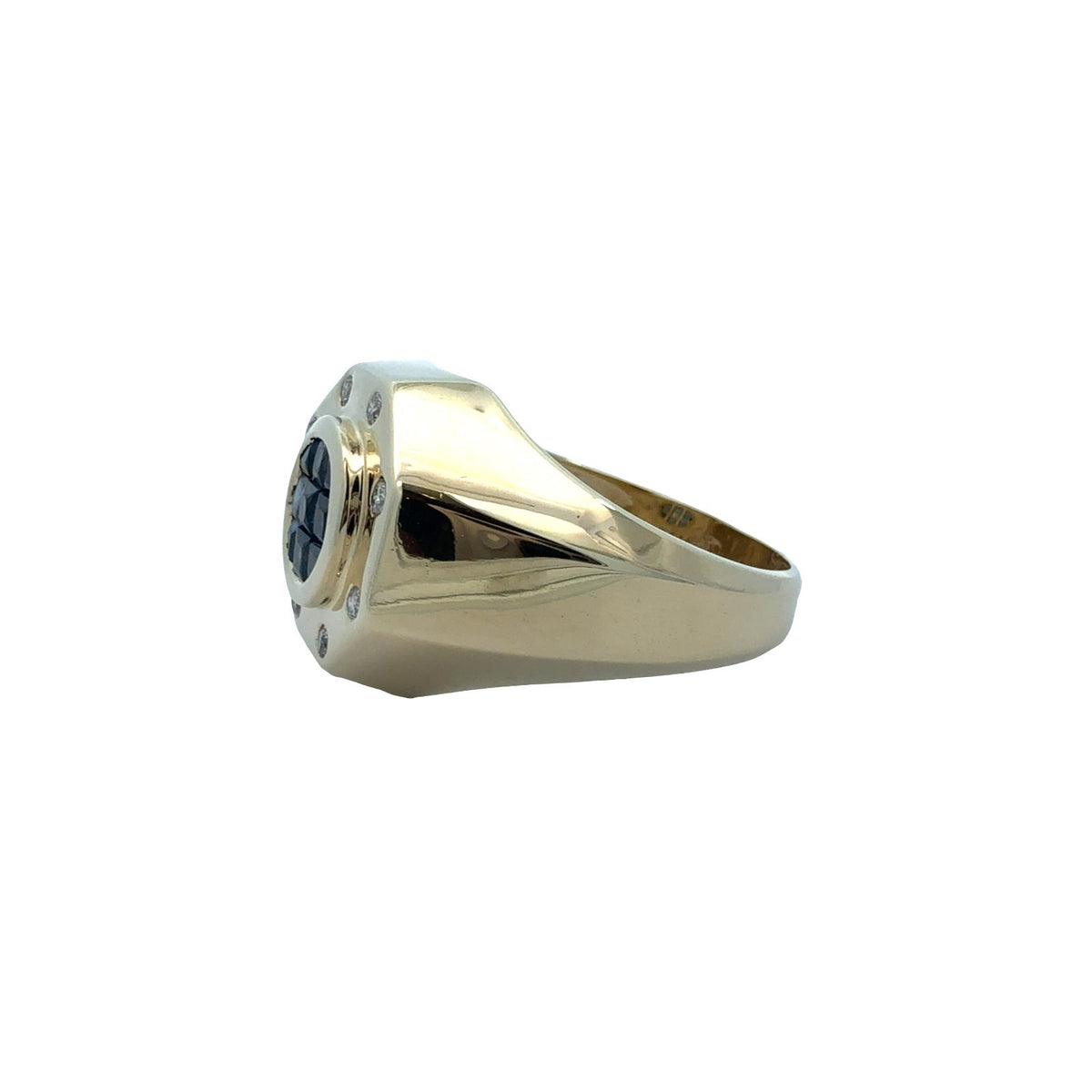 14k Yellow Gold 0.49cttw Blue Sapphire & 0.12ttw Diamond Octagonal Men's Ring4