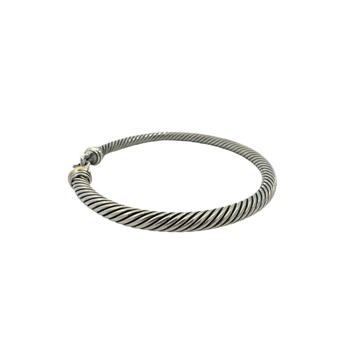 David Yurman Sterling Silver 18k Yellow Gold Buckle Classic Cable Bracelet 5
