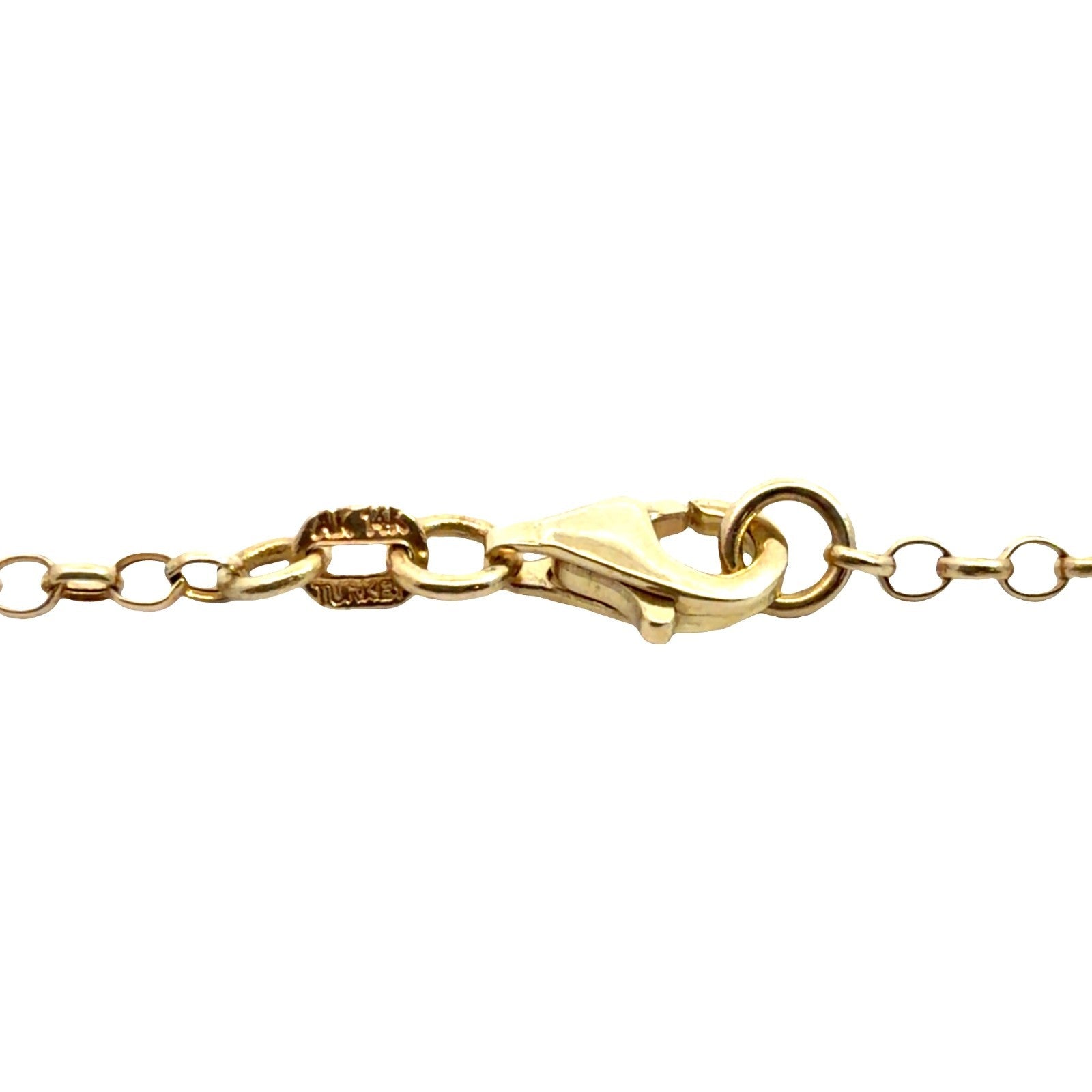 14k Yellow Gold Chain Necklace with Hammered Circular Pendant 20 in3