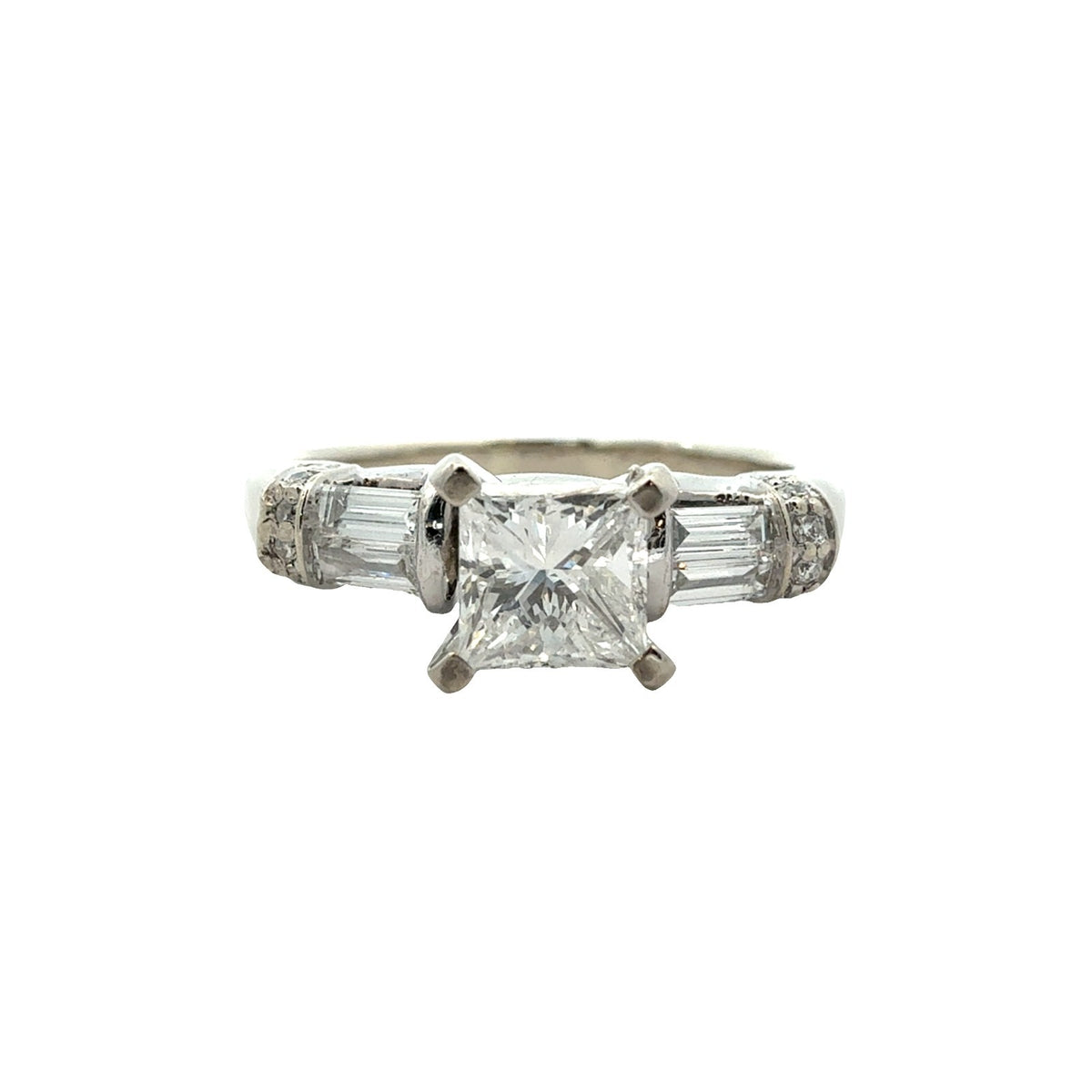 14k White Gold 0.90ctw Princess Cut Diamond Engagement Ring Size 70