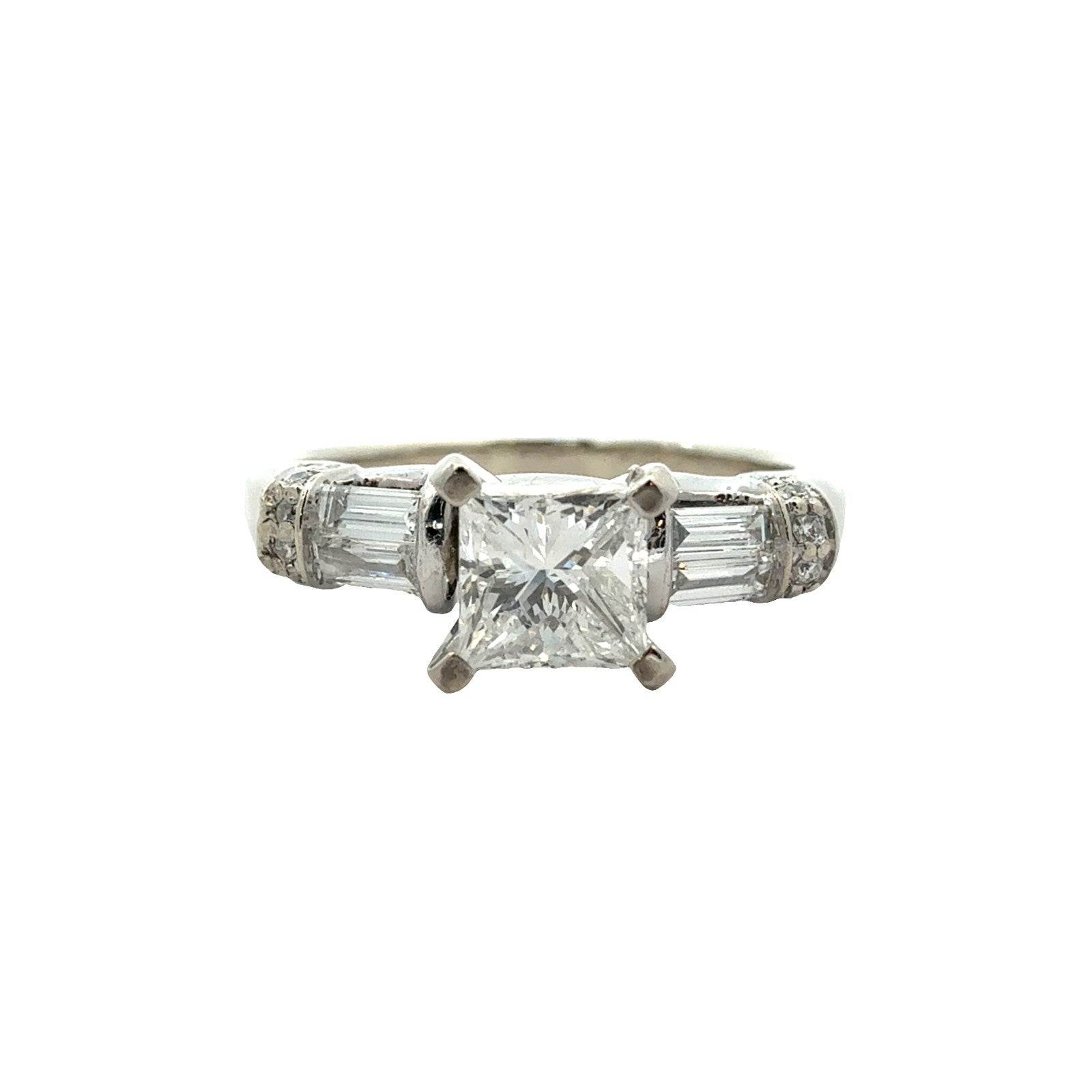 14k White Gold 0.90ctw Princess Cut Diamond Engagement Ring Size 70