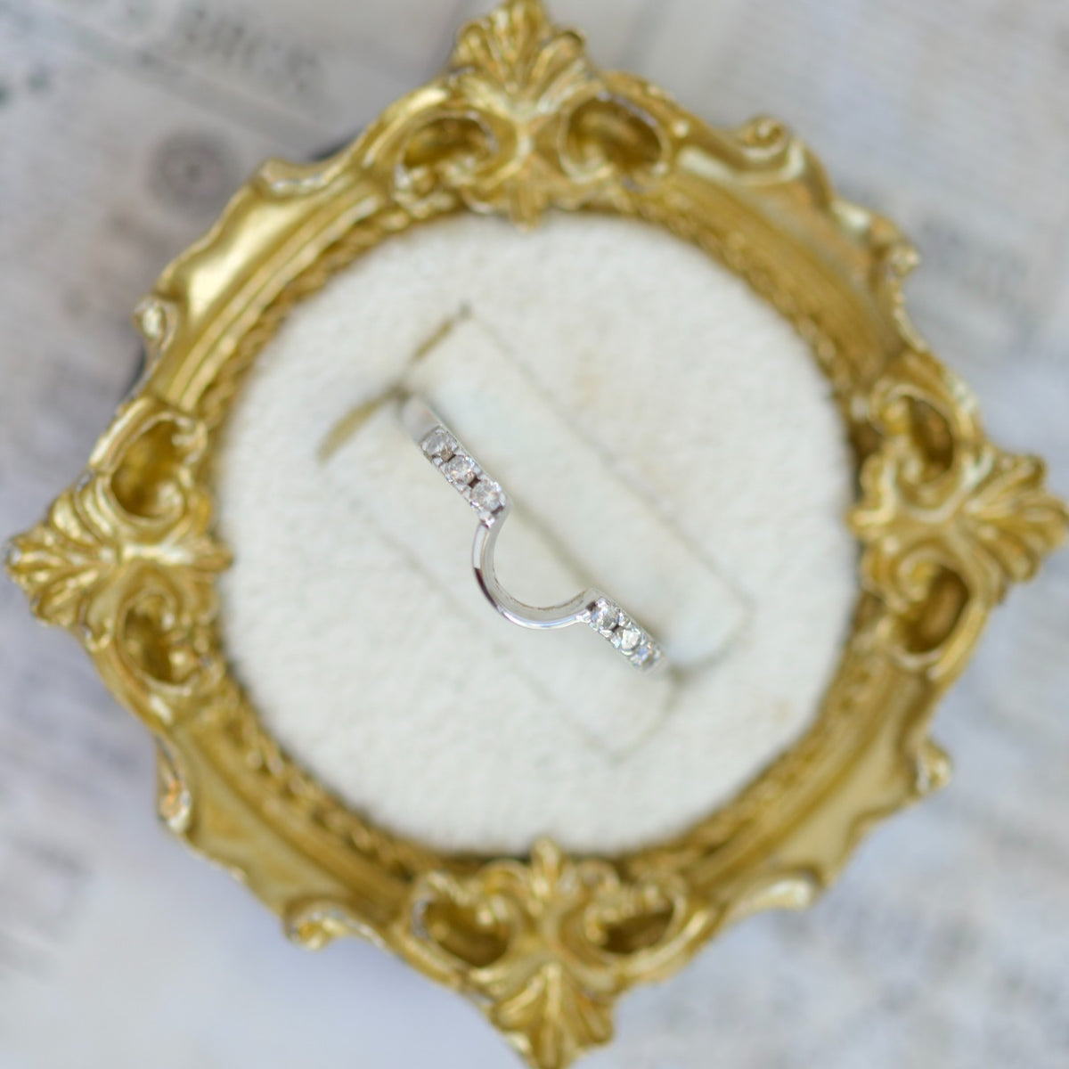 14k White Gold 0.12cttw Diamond Contour Wedding Band Ring0