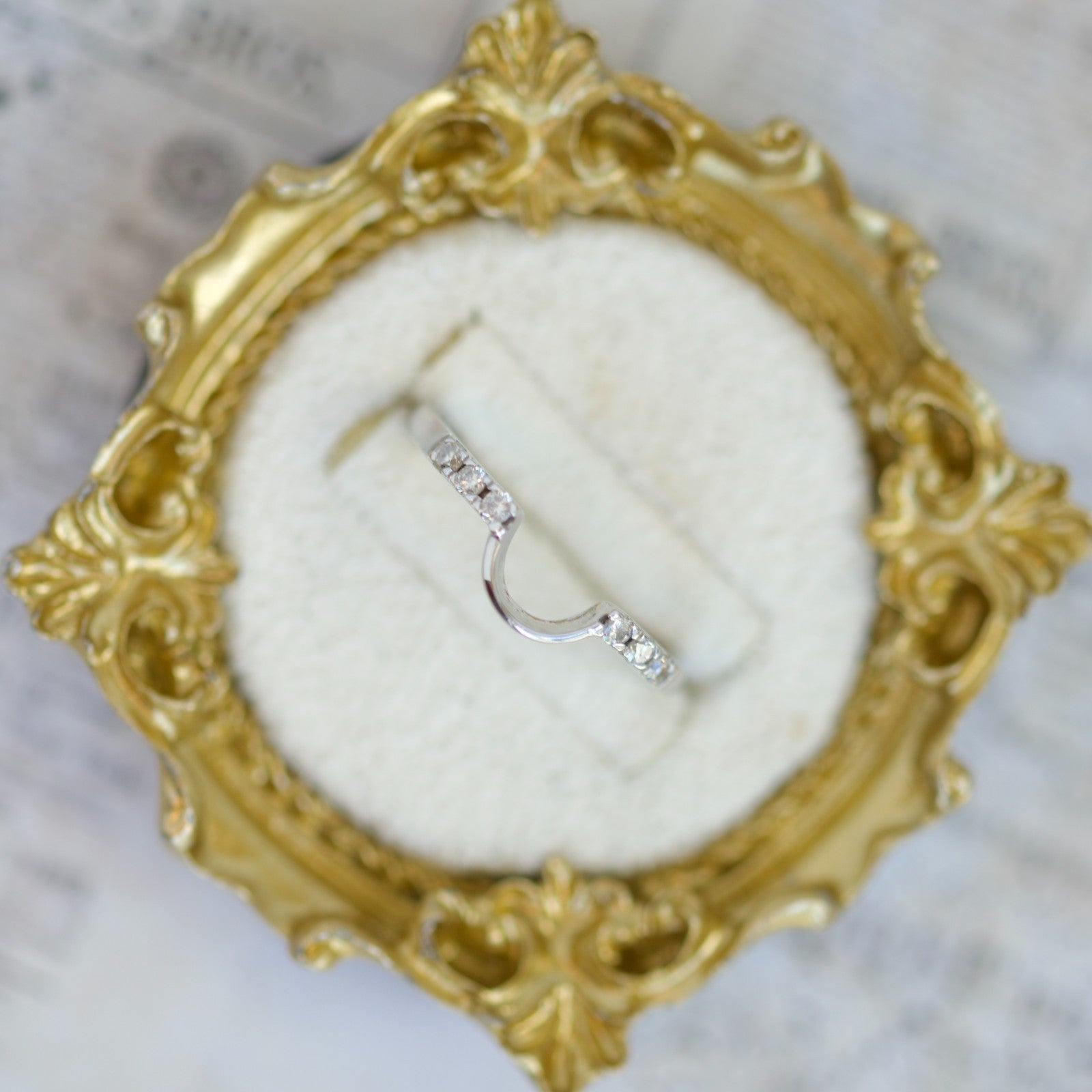 14k White Gold 0.12cttw Diamond Contour Wedding Band Ring0