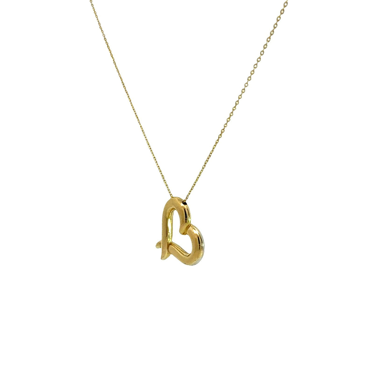 10k Yellow Gold Two-Tone Open Heart Charm Necklace4