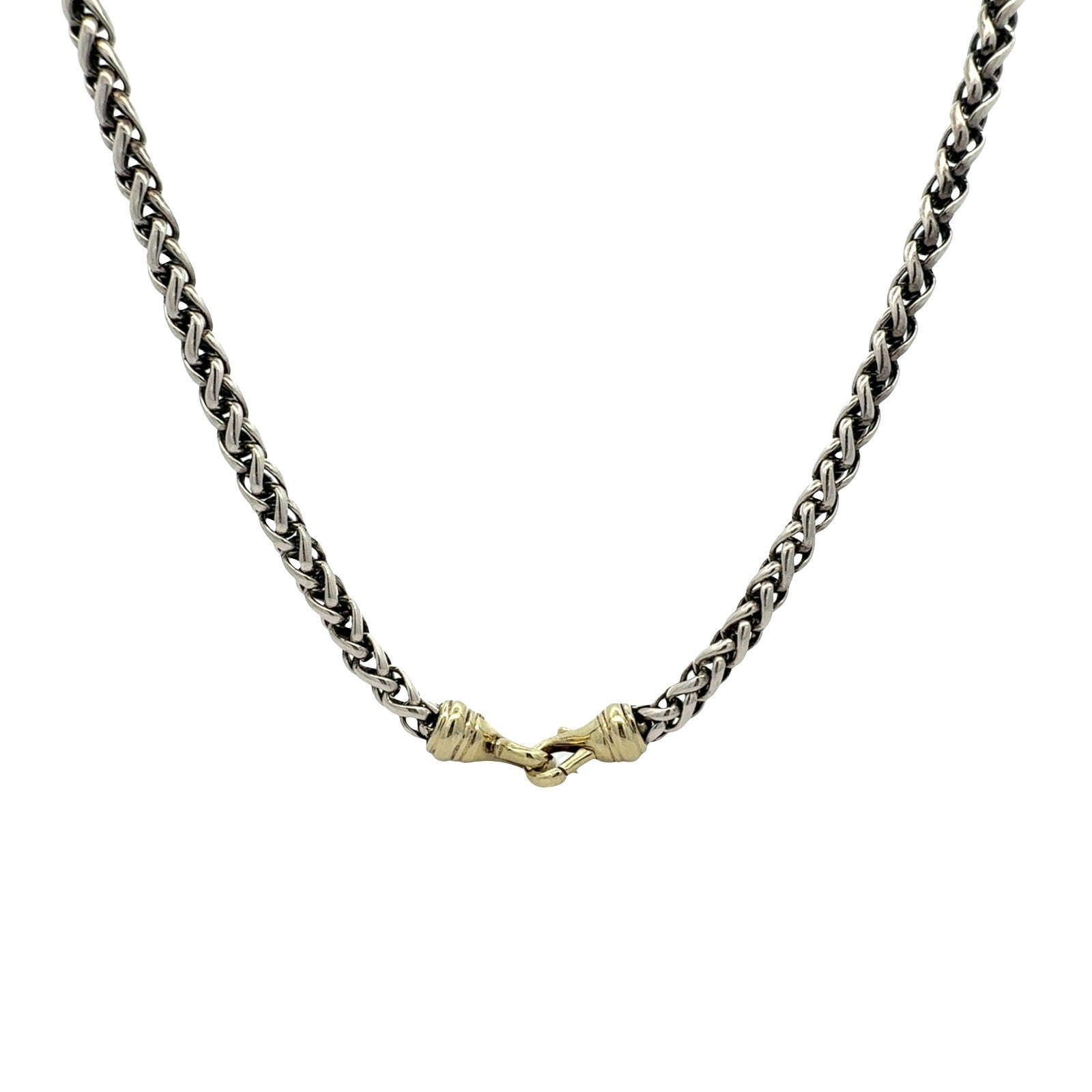 David Yurman Sterling Silver Chain Necklace with 14k Yellow Gold Clasp 20"0