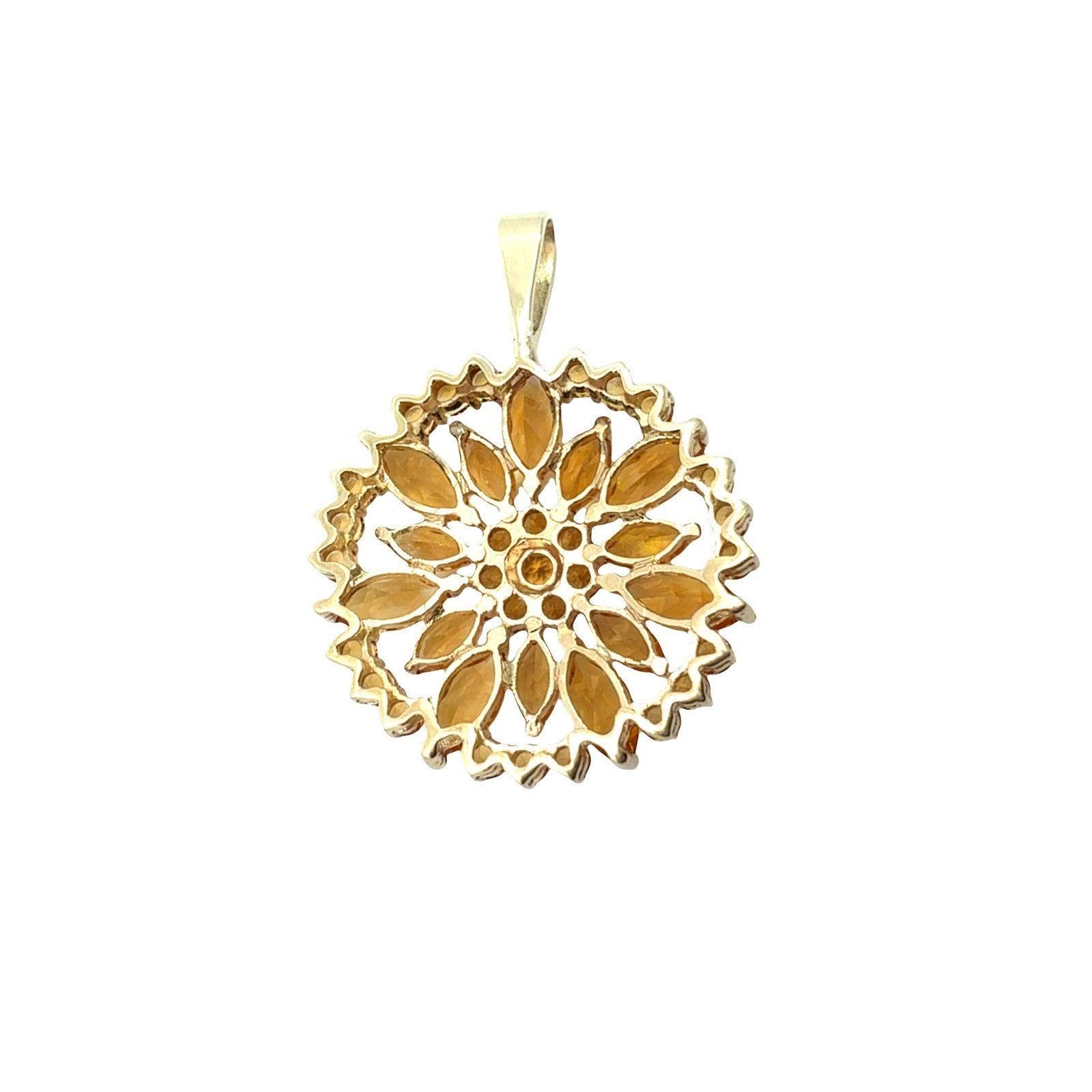 Vintage 14k Yellow Gold 5.20cttw Citrine Floral Cluster Pendant1