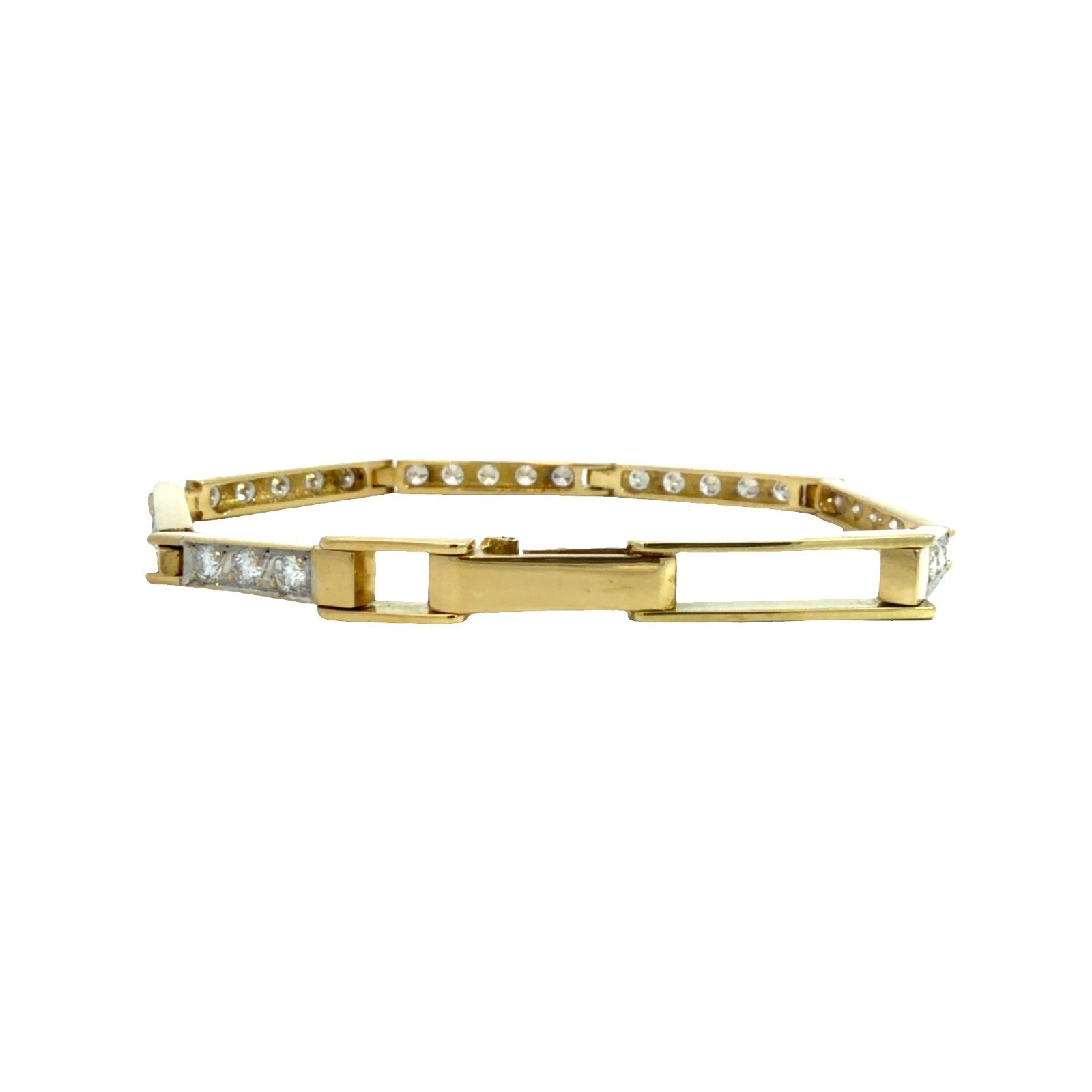 18k Yellow Gold 2.32ctw Channel Set Diamond Hinged Box Link Tennis Bracelet2