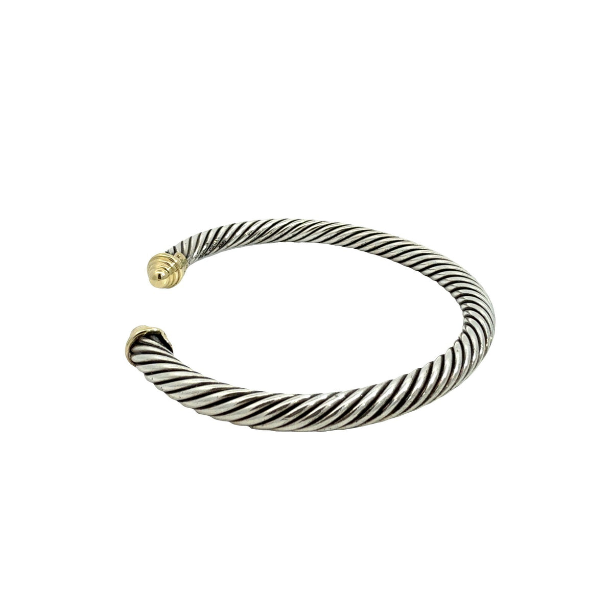 David Yurman Sterling Silver and 14k Yellow Gold Two-Tone Cable Cuff Bracelet2