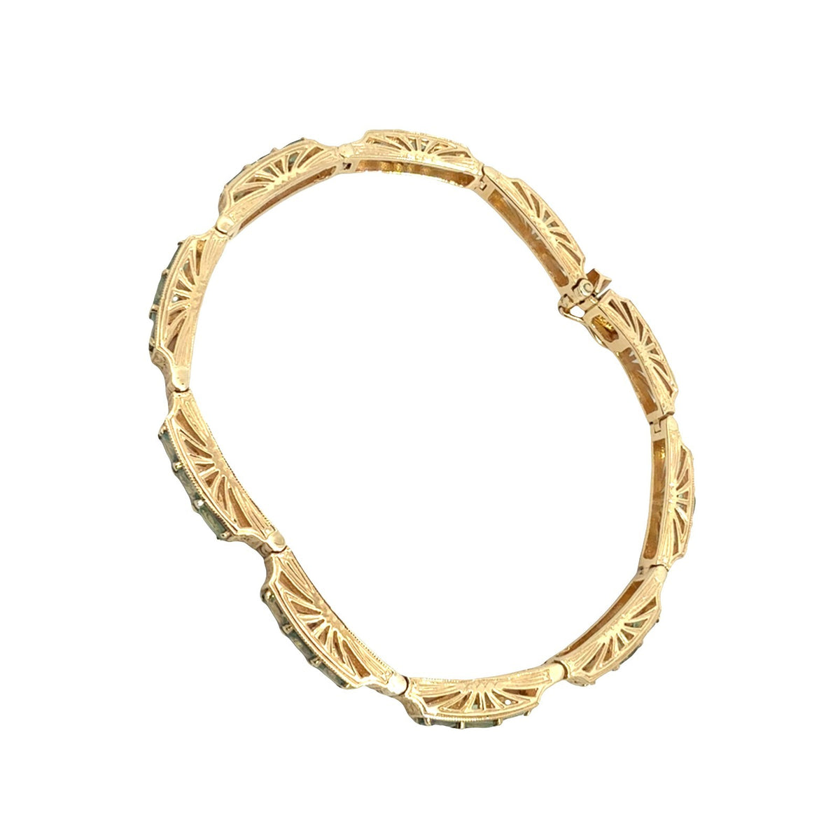 Vintage 14k Yellow Gold Stamped 5.64cttw Chrysoberyl Link Bracelet1