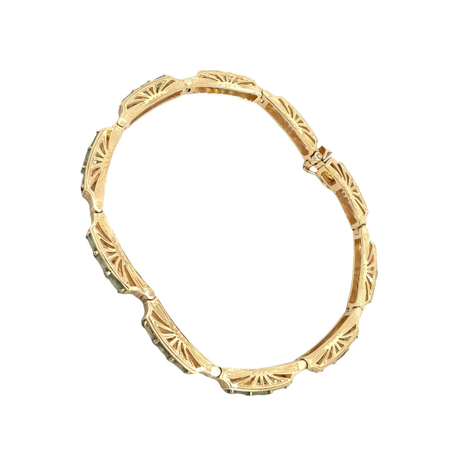 Vintage 14k Yellow Gold Stamped 5.64cttw Chrysoberyl Link Bracelet1