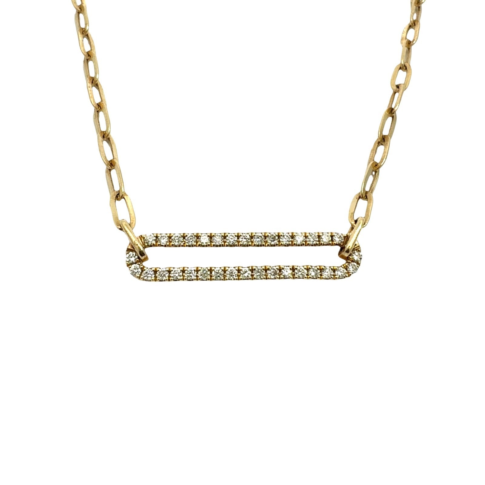 14k Yellow Gold & 0.26cttw Diamond Open Link Paperclip Chain Necklace 18"1