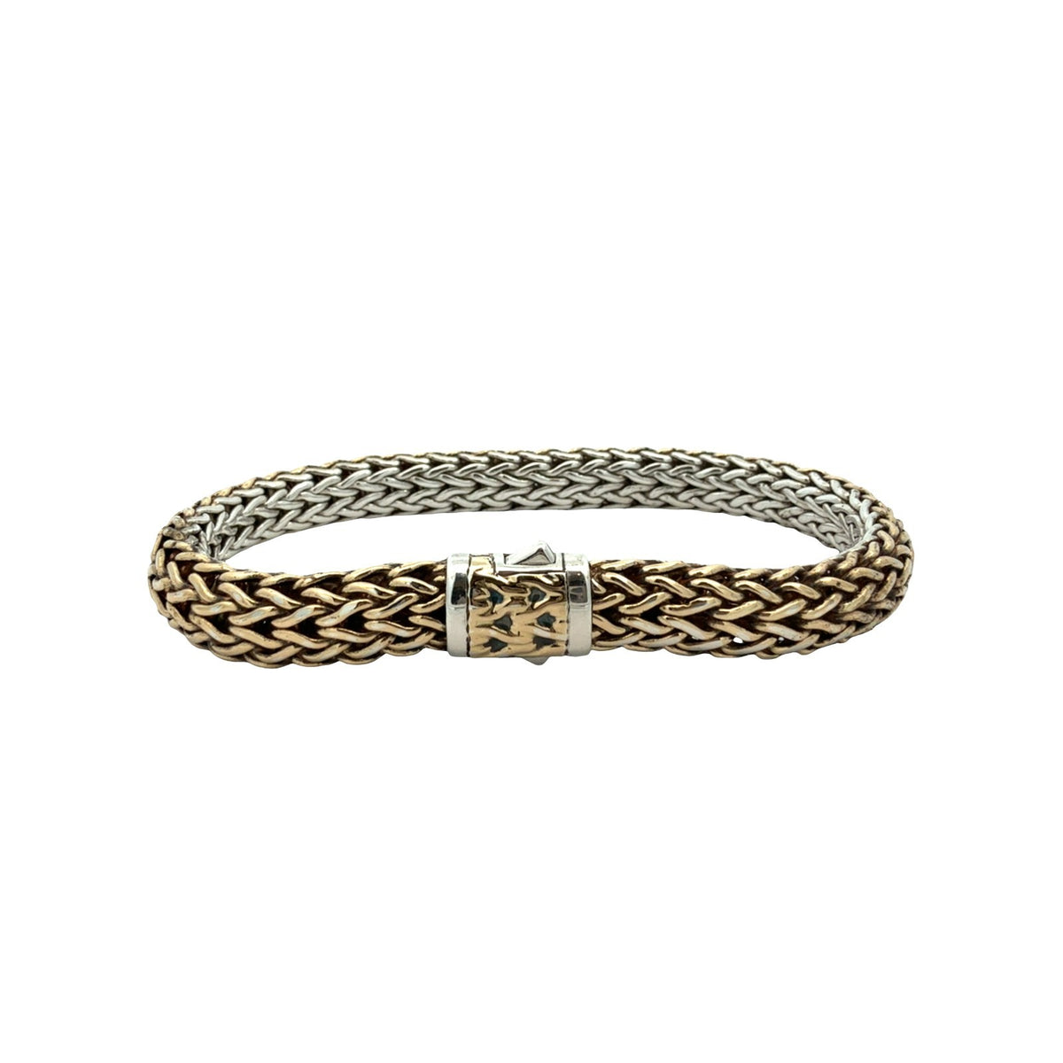 John Hardy Sterling Silver 18k Yellow Gold Accent Woven Chain Bracelet XL2