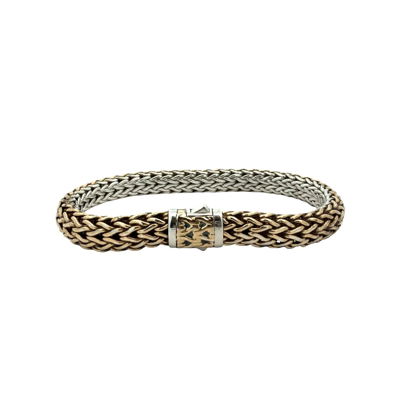 John Hardy Sterling Silver 18k Yellow Gold Accent Woven Chain Bracelet XL2