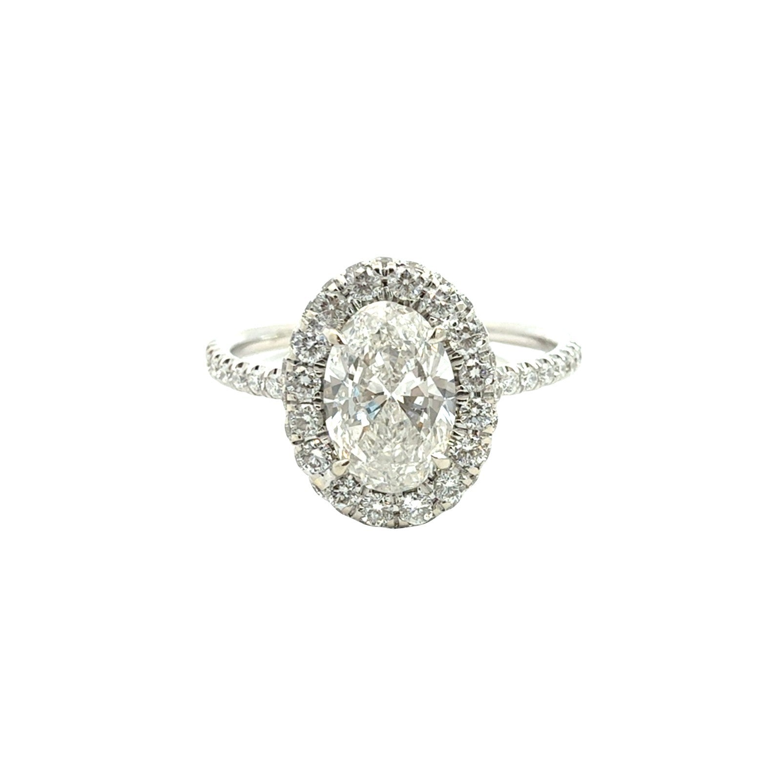 14k White Gold 2.04cttw Oval Halo Diamond Engagement Ring and Band Bridal Set 3