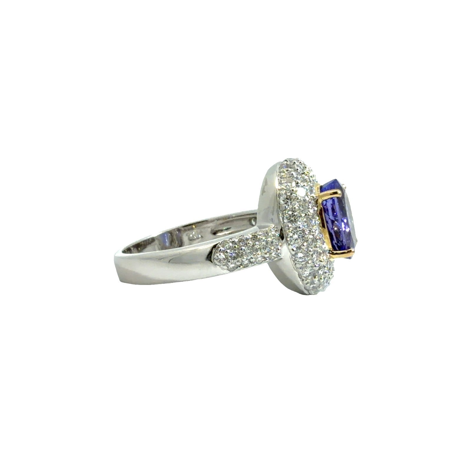 18k White Gold Oval 2.23tcw Tanzanite 1.03cttw Diamond Triple Halo Ring Size 7.50