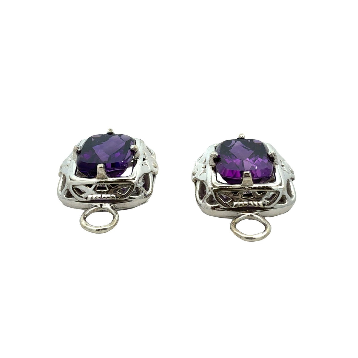 14k White Gold and 4.54cttw Amethyst Earring Jackets2