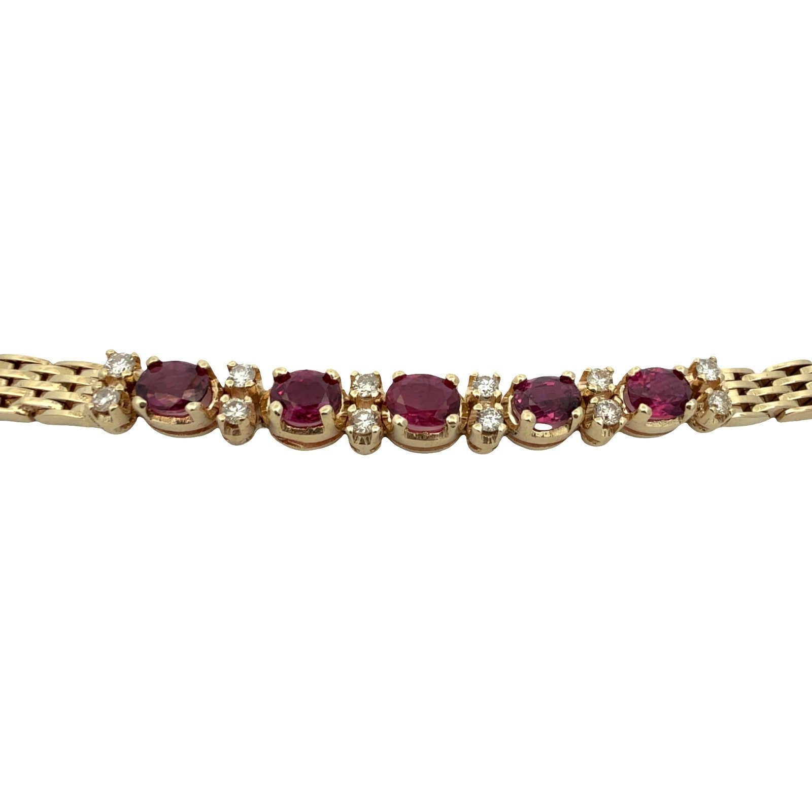 14k Yellow Gold 2.34ctw Ruby and 0.45ctw Diamond Panther Link Bracelet0