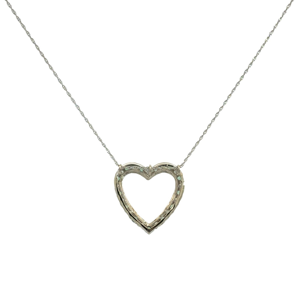 14k White Gold 0.42cttw Diamond and 0.52cttw Chrysoberyl Open Heart Necklace3