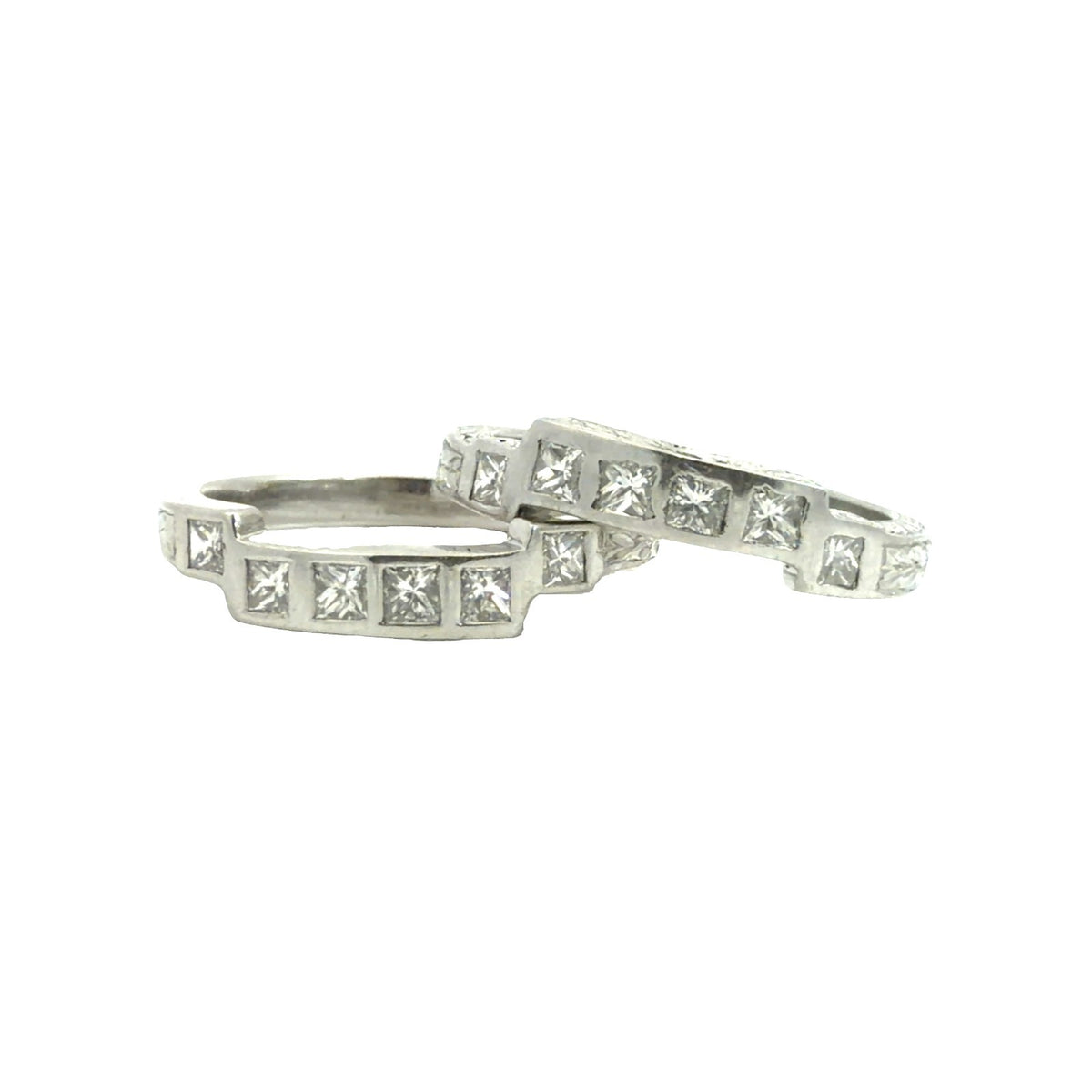 Platinum Bezel Set Princess Cut 0.48cttw Diamond Bands Size 5.51