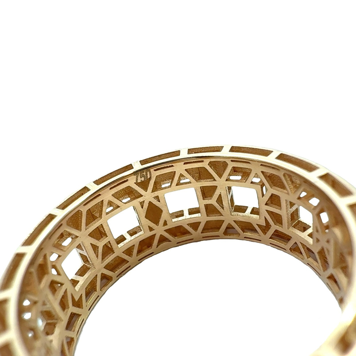 18k Yellow Gold Geometric Openwork Band Ring Size 6.755
