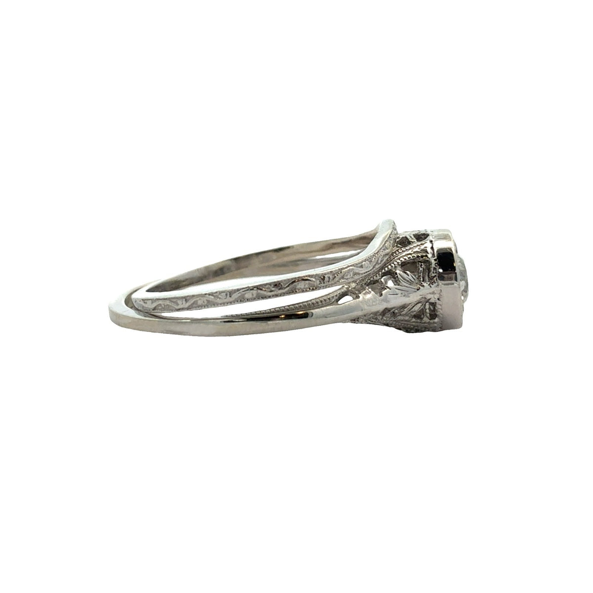 Vintage 14k White Gold 0.23ctw Diamond Engagement & Wedding Ring Set Size 5.54