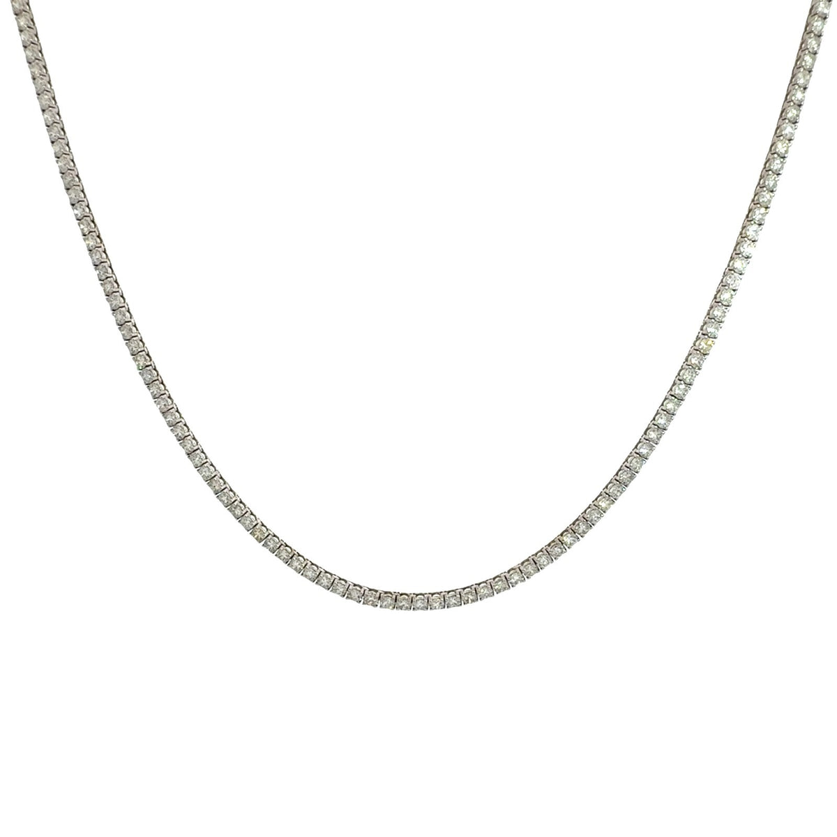 NEW 14k White Gold 10.35cttw Diamond Tennis Necklace 16"0