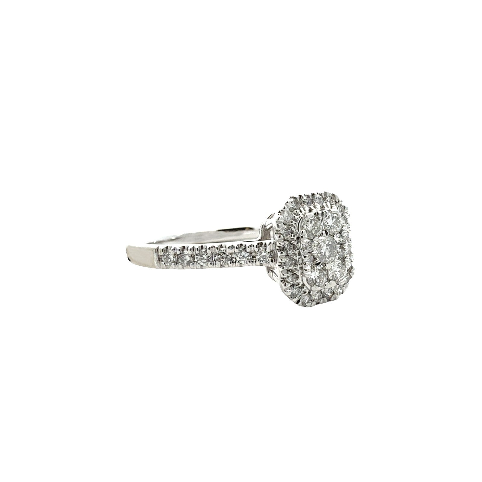 10k White Gold 0.52cttw Diamond Cluster Halo Engagement Ring2