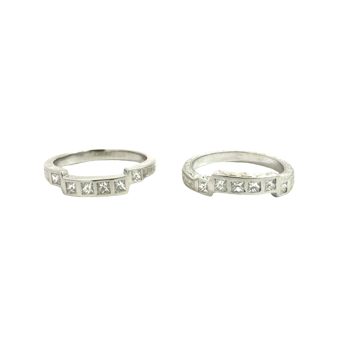 Platinum Bezel Set Princess Cut 0.48cttw Diamond Bands Size 5.52