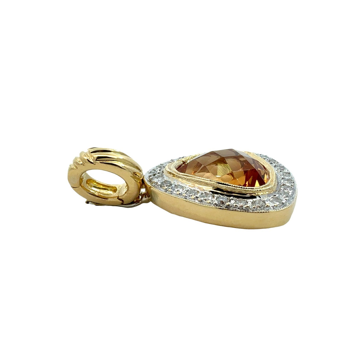 18k Multi-Tone Gold 5.14tcw Citrine with 0.34cttw Diamond Halo Pendant4