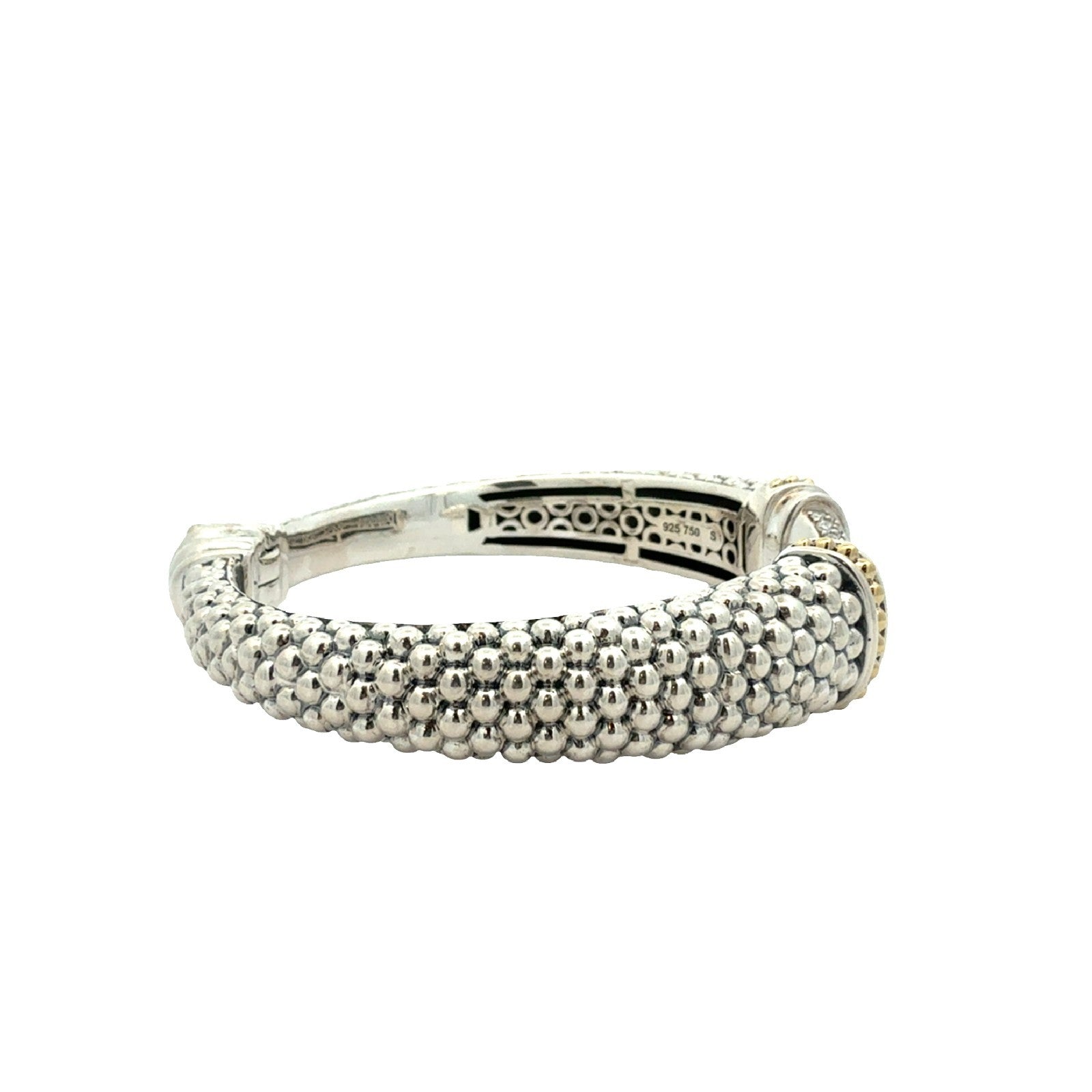 LAGOS Caviar Lux Sterling Silver 18k Yellow Gold & .74ctw Diamond Cuff Bracelet0