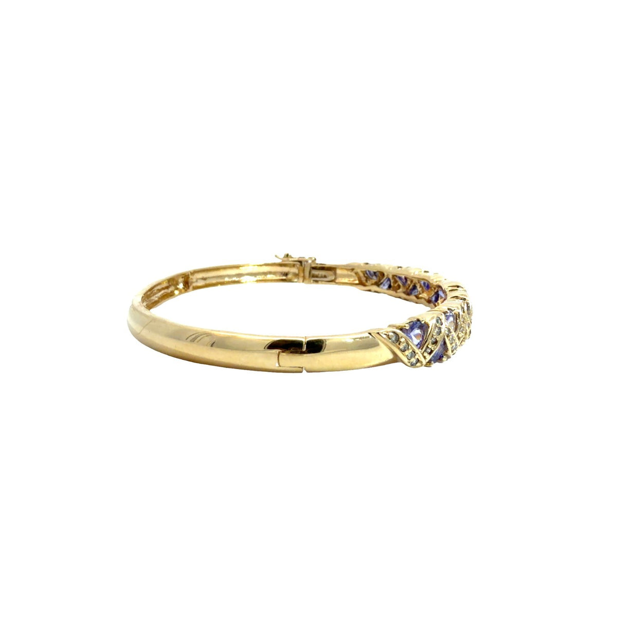 14k Yellow Gold 0.74cttw Diamond & 2.85cttw Iolite Criss-Cross Bangle Bracelet1