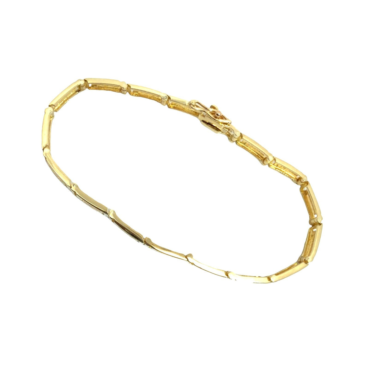 Stamped 585 14k Yellow Gold Greek Key Link Bracelet 7 in3