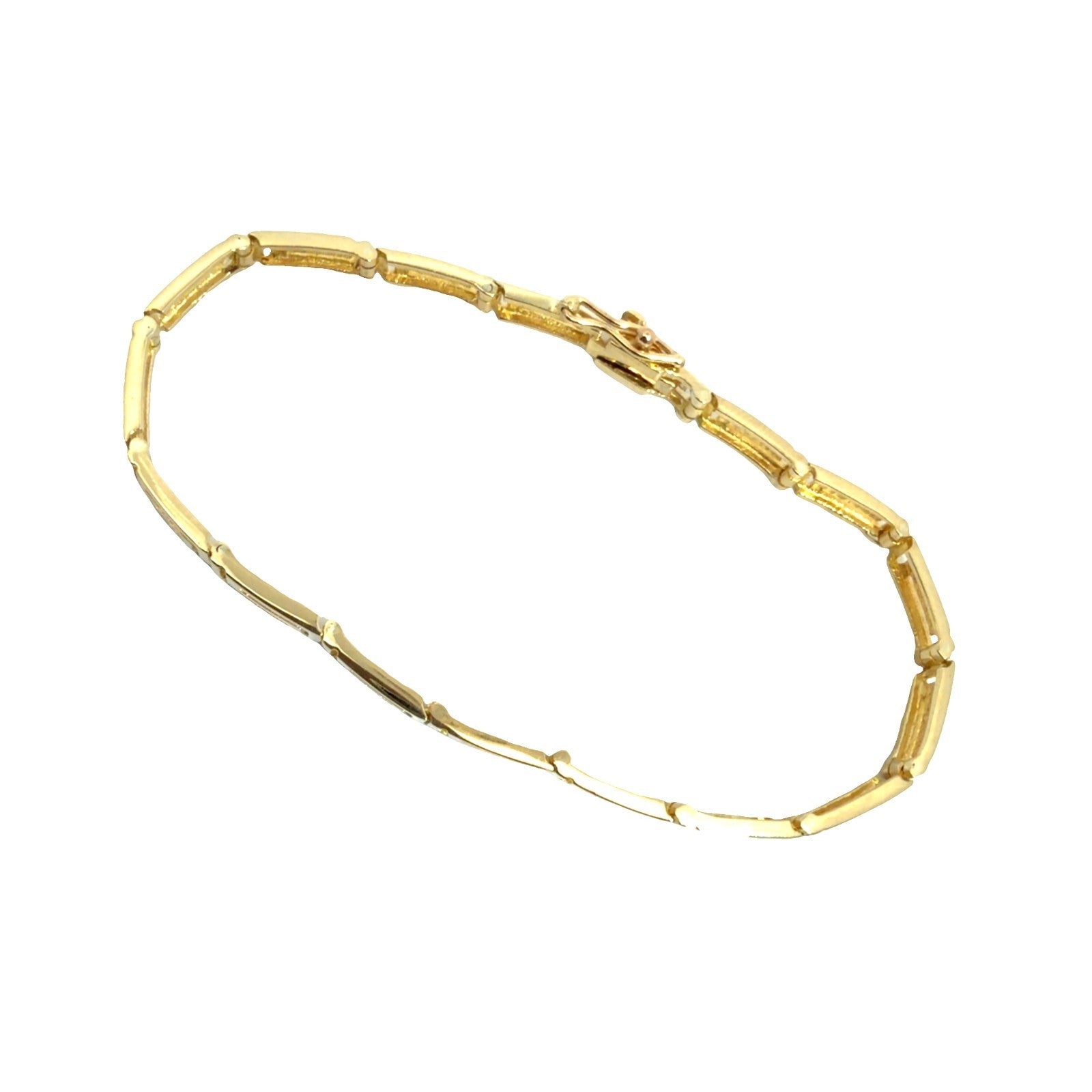 Stamped 585 14k Yellow Gold Greek Key Link Bracelet 7 in3