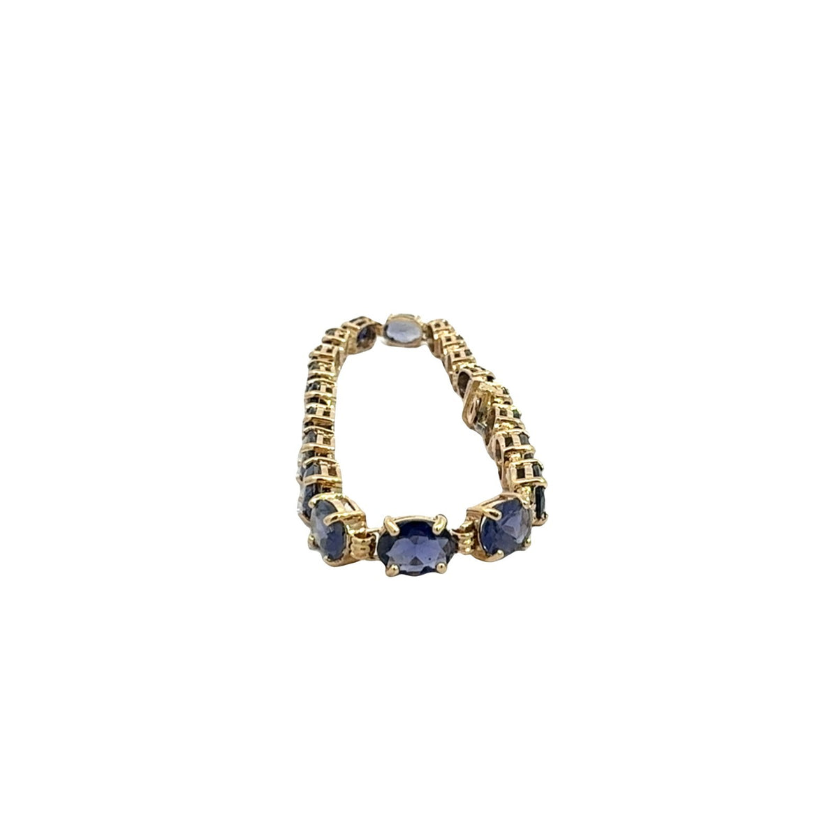 Vintage Stamped 14k Yellow Gold 10.85cttw Oval Iolite Tennis Bracelet 7.5"4
