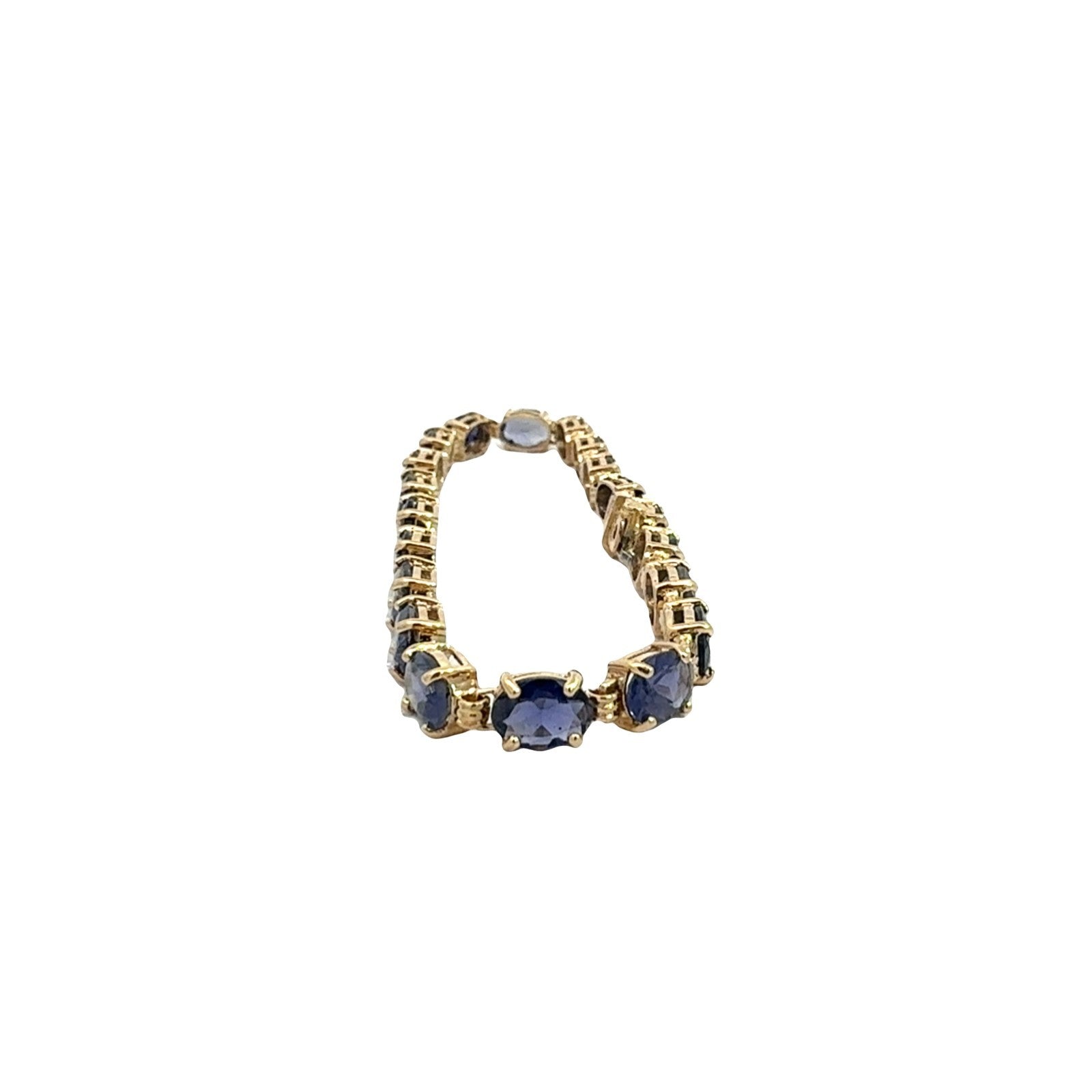 Vintage Stamped 14k Yellow Gold 10.85cttw Oval Iolite Tennis Bracelet 7.5"4