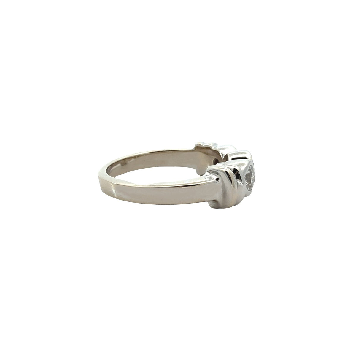 14k White Gold Three-Stone 0.50cttw Diamond Bezel-Set Band4