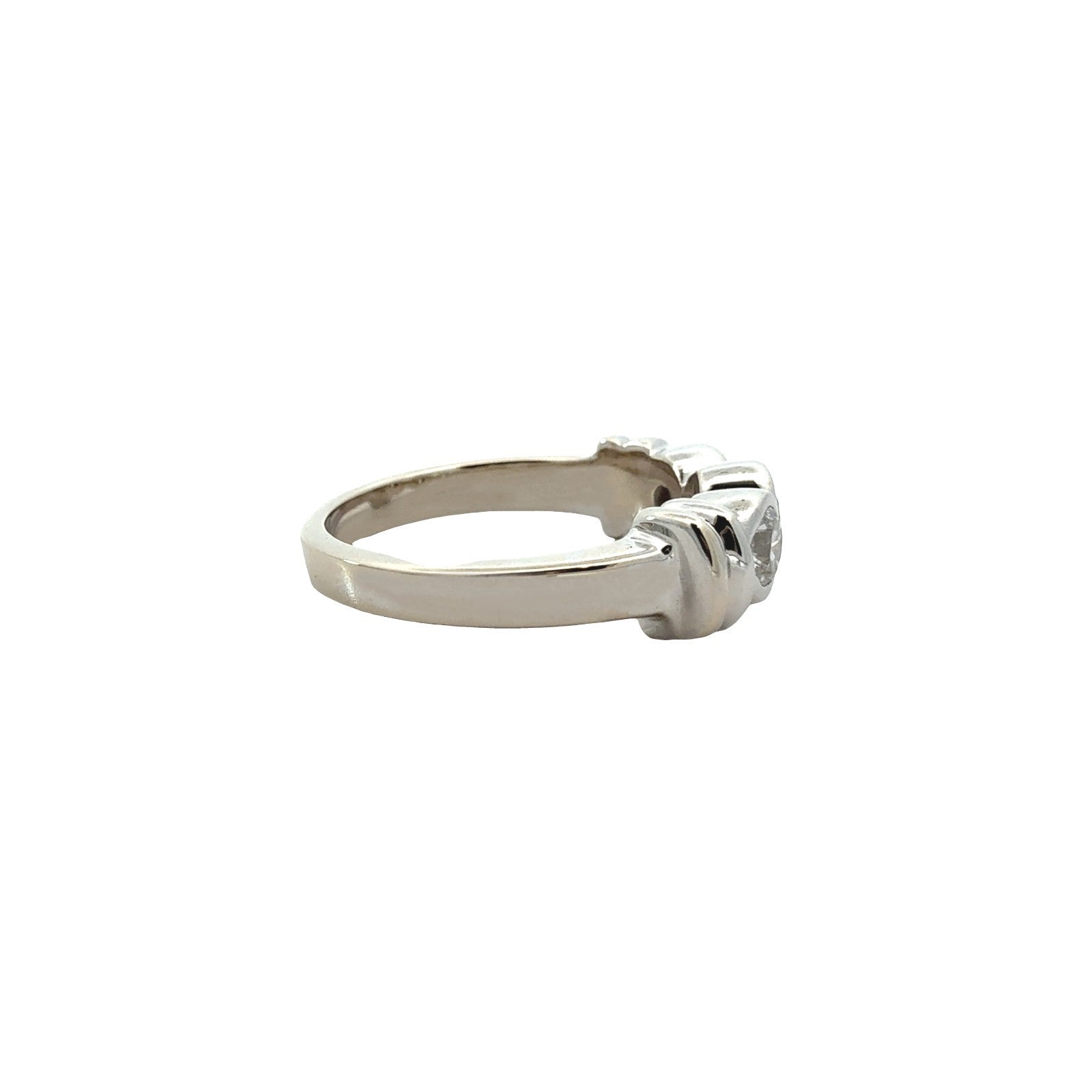 14k White Gold Three-Stone 0.50cttw Diamond Bezel-Set Band4