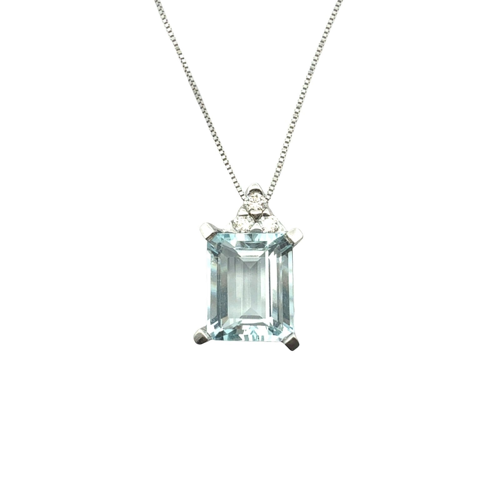14k White Gold 2.69tcw Aquamarine & 0.11cttw Diamond Pendant Necklace1