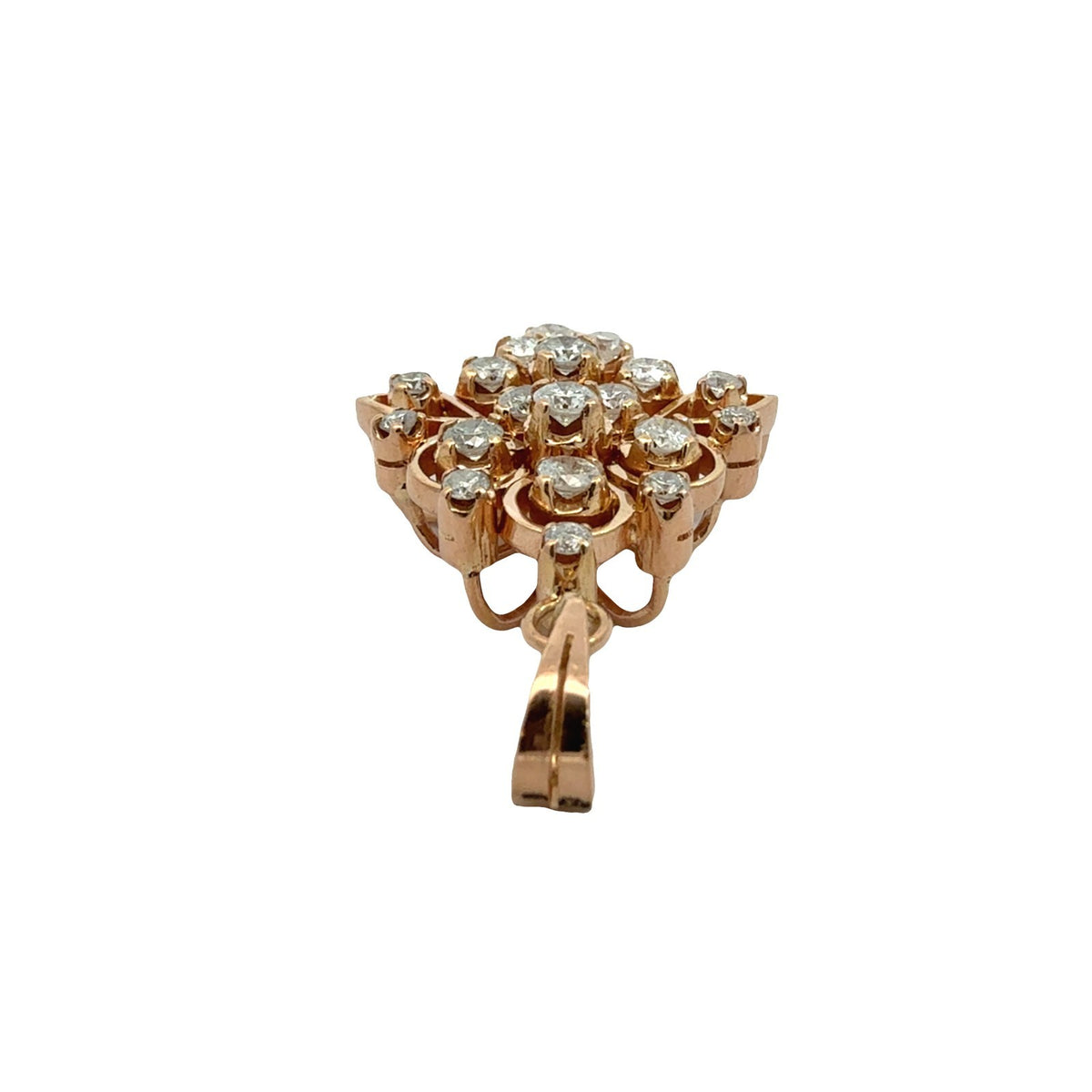 Antique 18k Yellow Gold Stamped 0.76cttw Diamond Cluster Pendant4