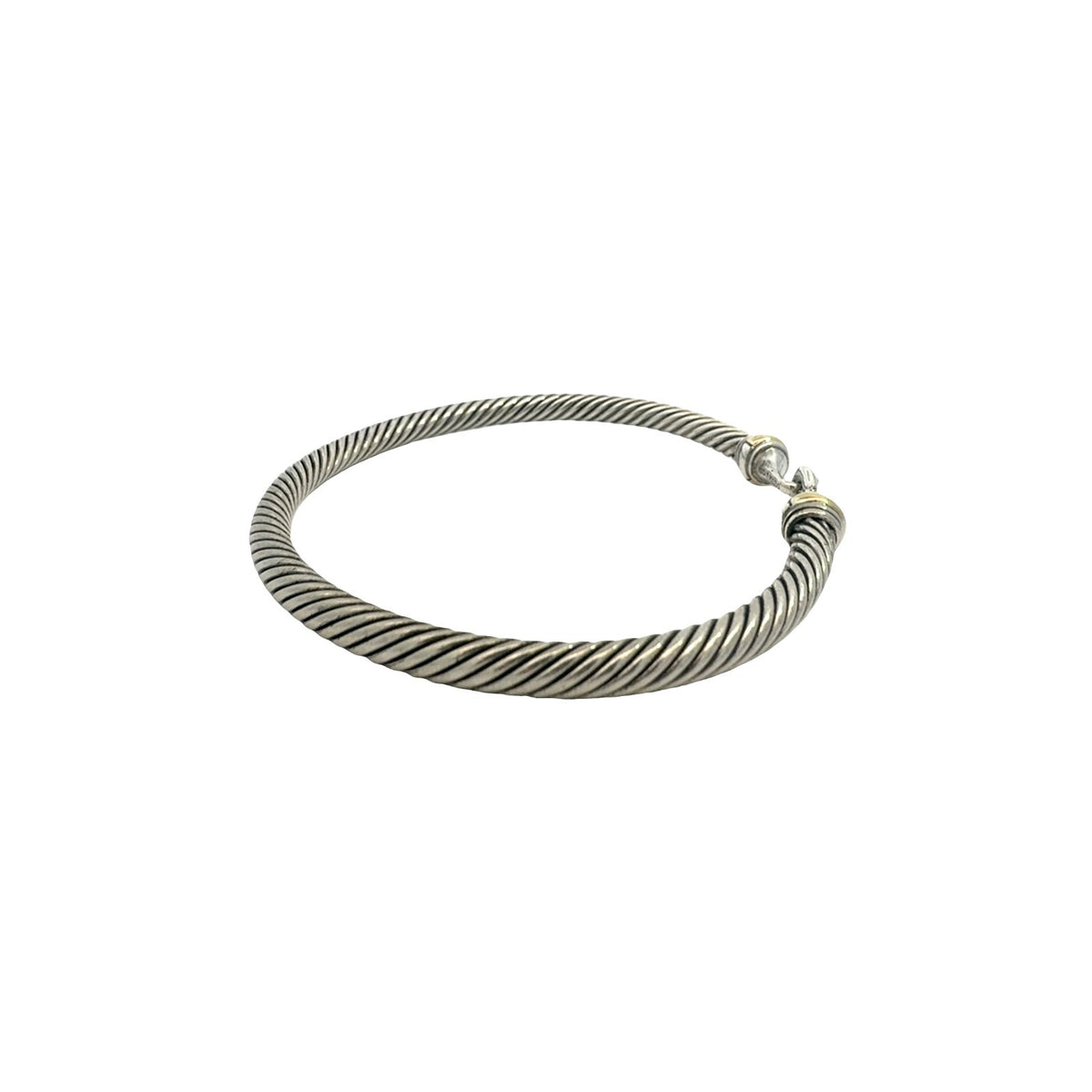 David Yurman Sterling Silver 18k Yellow Gold Buckle Classic Cable Bracelet 3