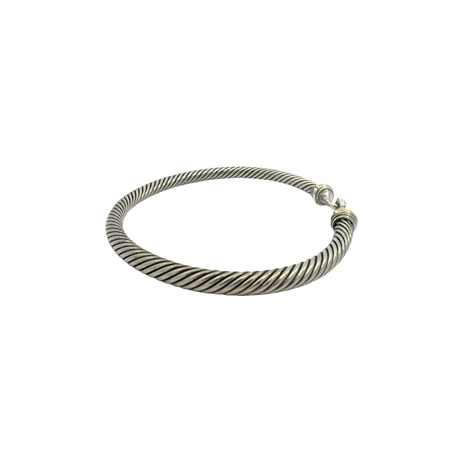 David Yurman Sterling Silver 18k Yellow Gold Buckle Classic Cable Bracelet 3
