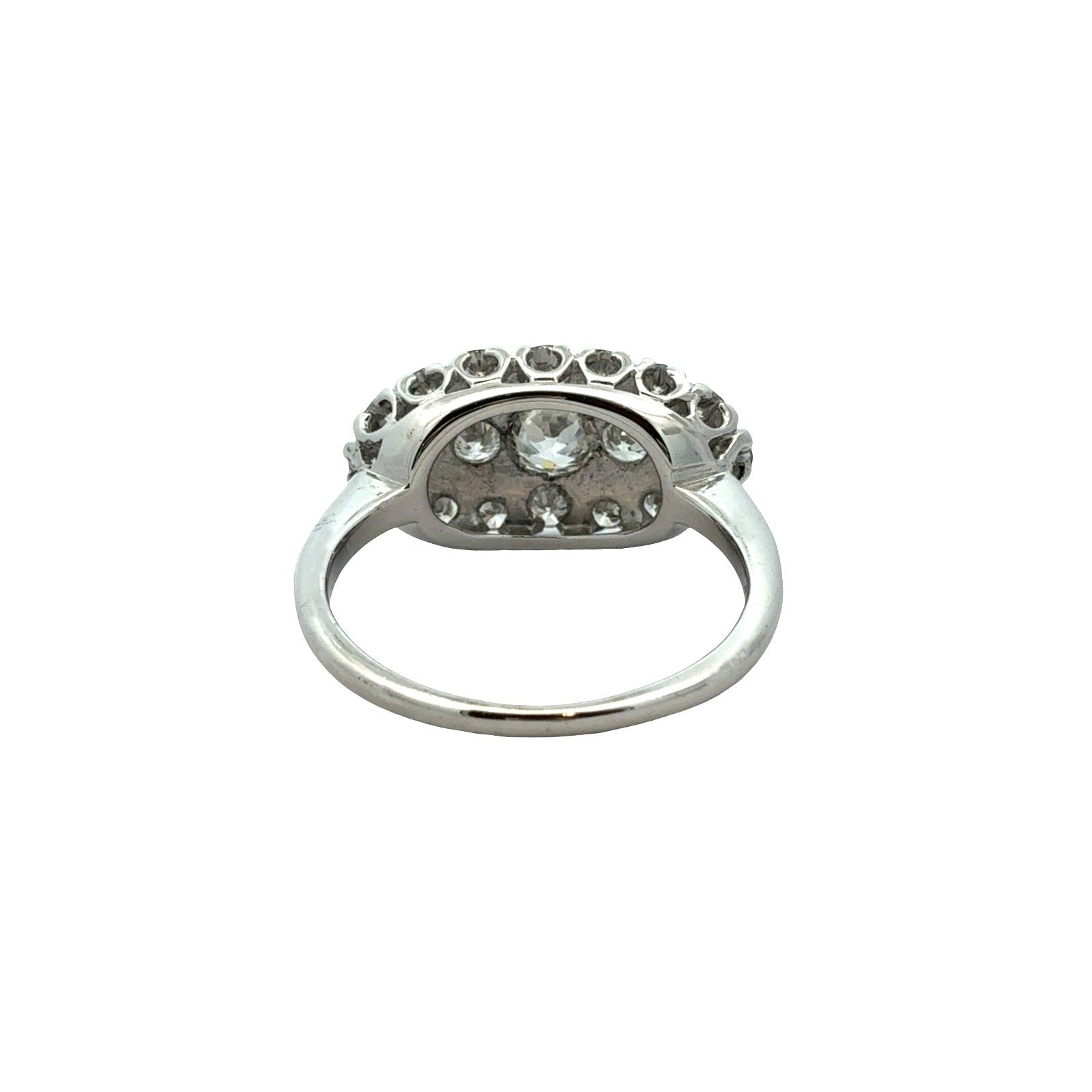 Vintage 14k White Gold 1.34cttw Diamond Oval Cluster Ring Size 83