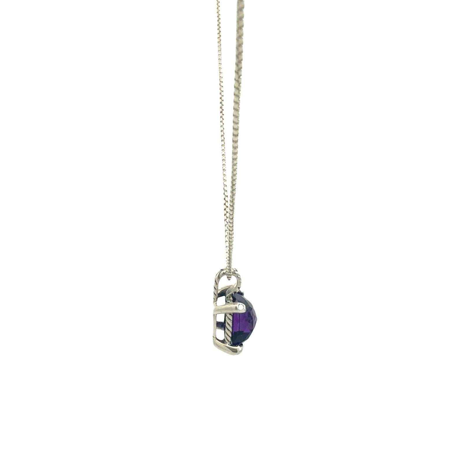 David Yurman Sterling Silver 2.00tcw Amethyst and 0.06cttw Diamond Necklace3