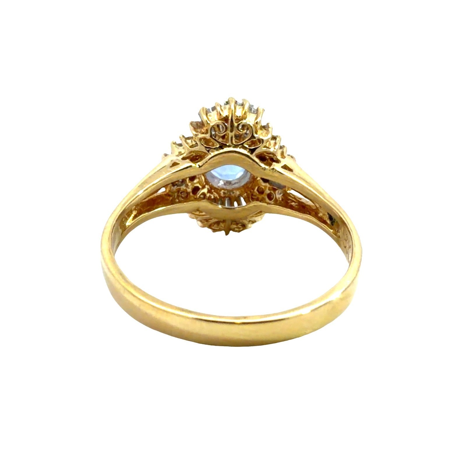 18k Yellow Gold Ring with 0.90 ctw Oval Tanzanite and 0.60ctw Diamonds Size 6.752