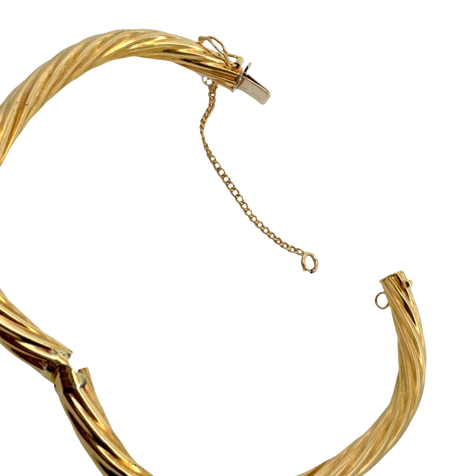 18k Yellow Gold Twisted Texture Hinged Bangle Bracelet6