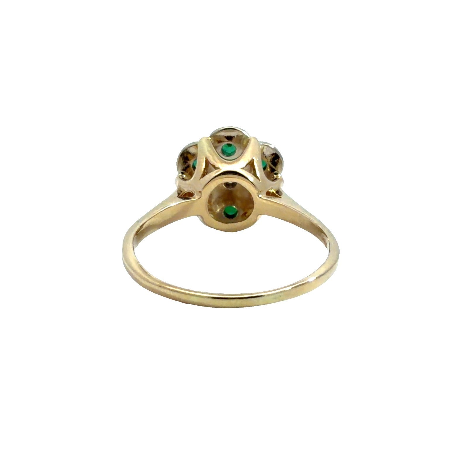 Vintage 14k YG 0.06tcw Diamond & 0.36cttw Tsavorite Garnet Floral Cluster Ring0
