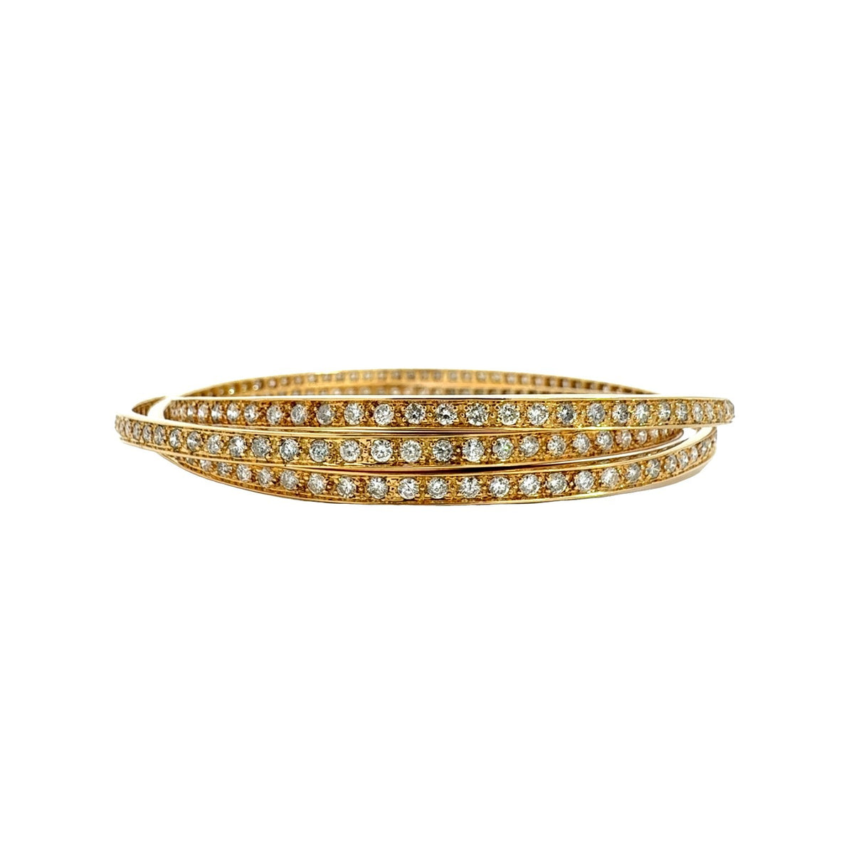 18k Yellow Gold 6.60cttw Diamond Triple Interlocking Bangles 8"2